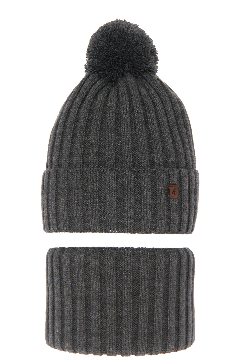 Zimná súprava pre chlapcov: čiapka a tunel sivá s bambulou Wiliam