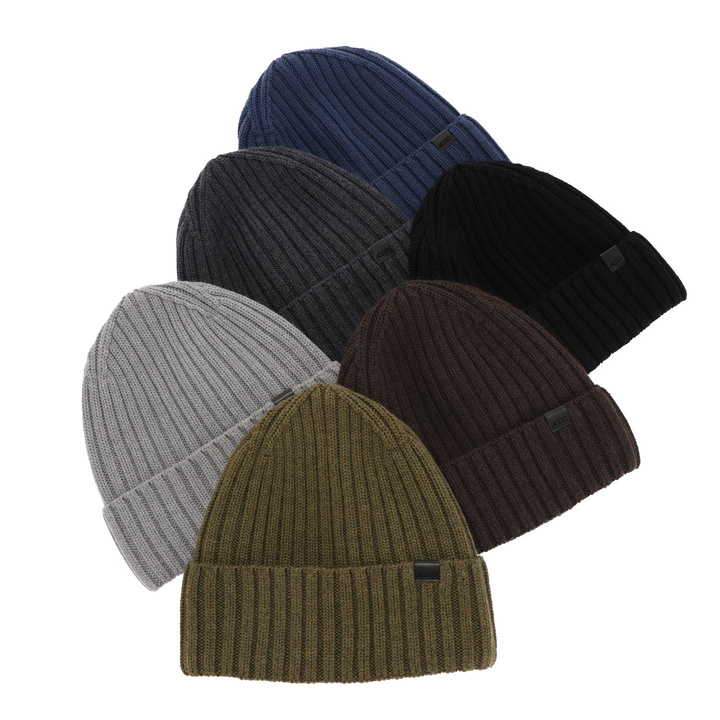 Pánská zimní čepice hnědá 100% extra fine merino vlněná Nathan