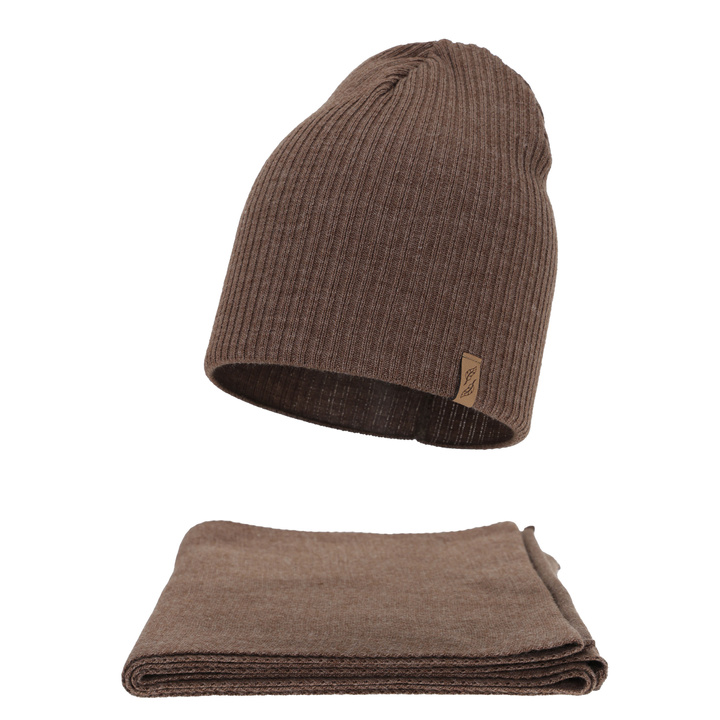 Komplet zimní dámský: čiapka a šála, hnedý, Fena