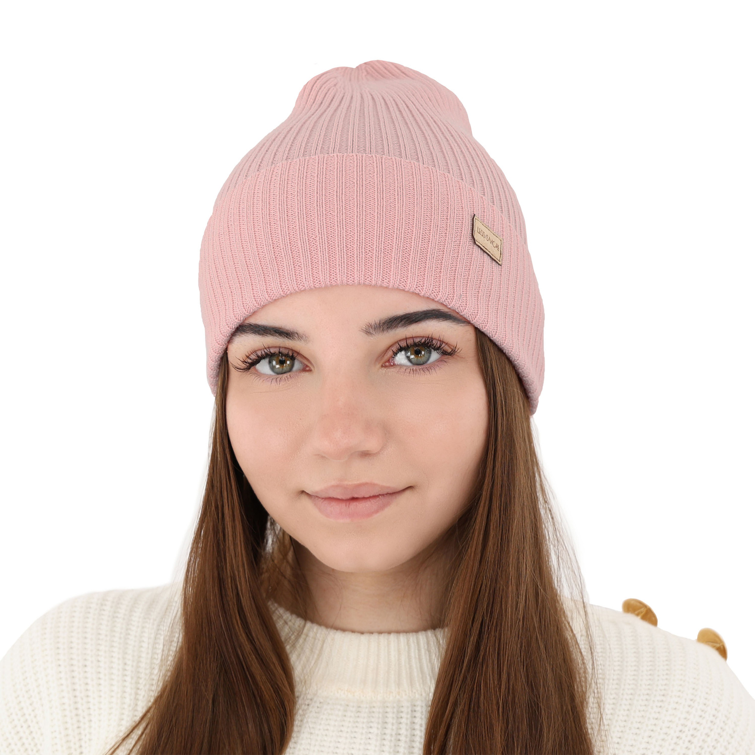 Dámská jarní/zimní čepice růžová 100% extra fine merino vlněná Sophie