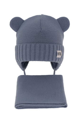 Komplet zimní chlapecký: čepice a šála modrý Luciano