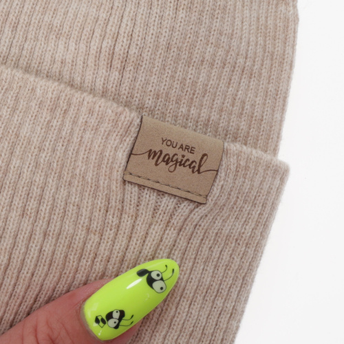 Komplet podzimní, jarní dívčí: čiapka a tunel, krémový, 100 % merino vlnená, Magenta