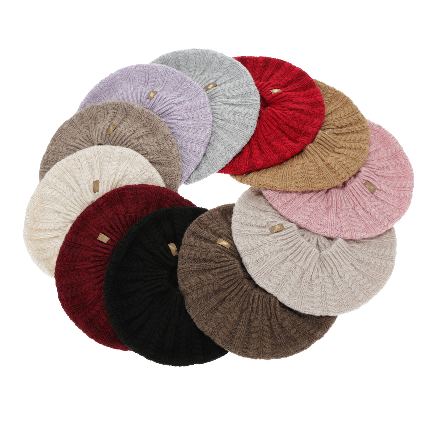 Beret dámsky zimný, camel, s merino vlnou, Senja