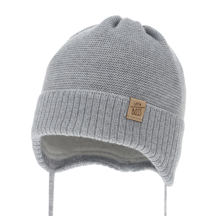 Chlapecká zimná čiapka šedá s merino vlnou Darsi