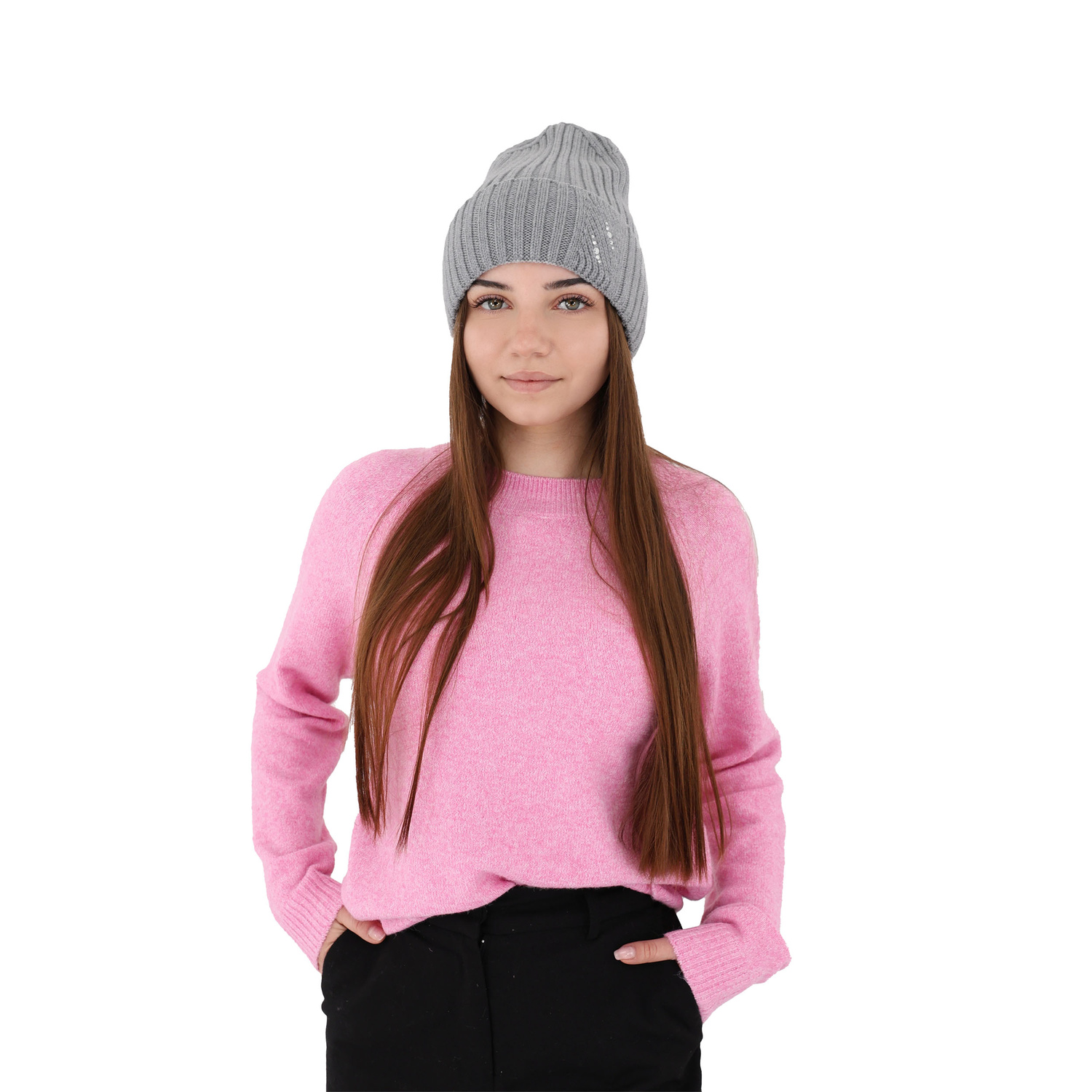Dámská zimní čepice růžová 100% extra fine merino vlněná Ariga