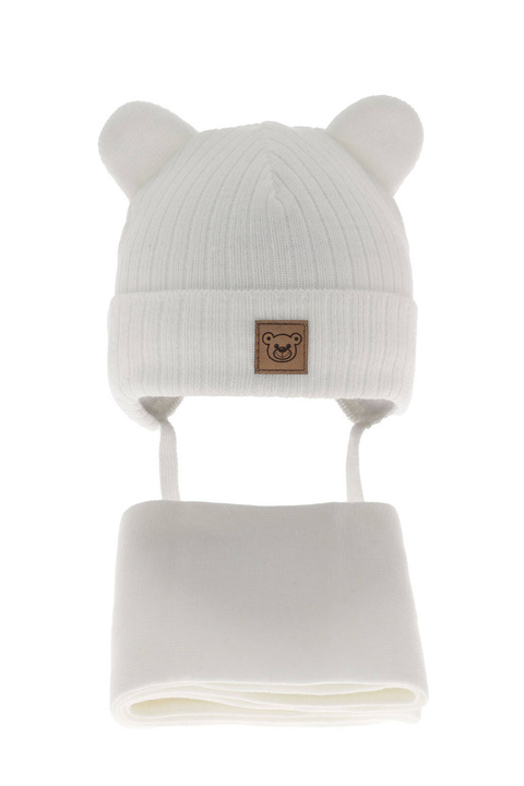 Komplet zimní chlapecký: čepice a šála bílý Anthony