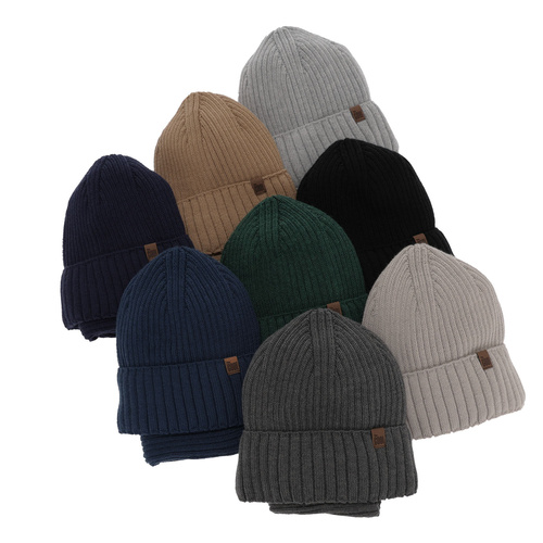 Komplet zimný chlapčenský: čiapka a tunel tmavě modrý z merino vlny Metis