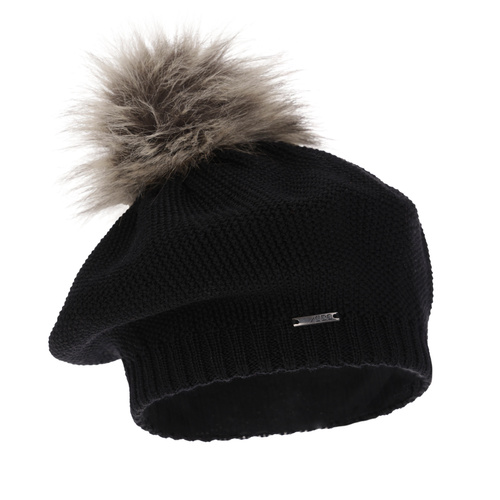 Dámska zimná baretka černá merino vlnená Bonnie