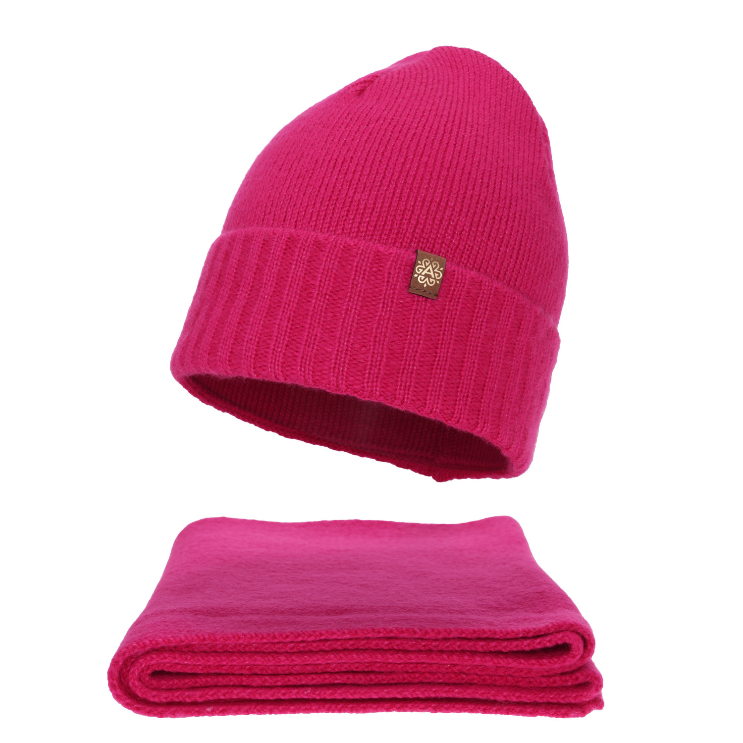 Komplet zimní dámský: čiapka a šála, amarant, Shasta