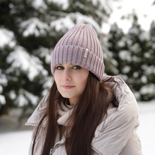 Dámska zimná čiapka ružová merino vlnená Missi
