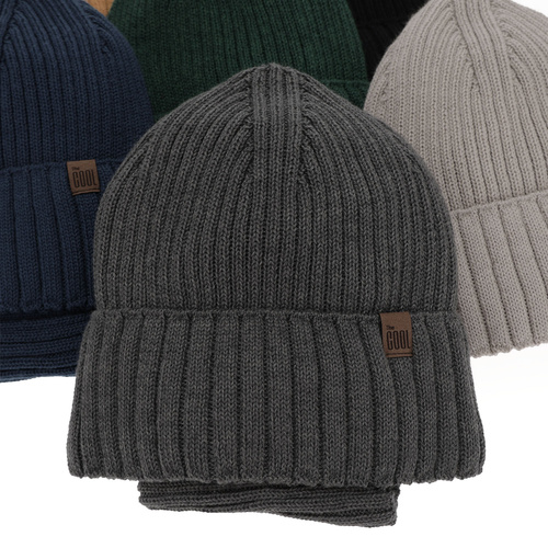 Komplet zimný chlapčenský: čiapka a tunel tmavě modrý z merino vlny Metis