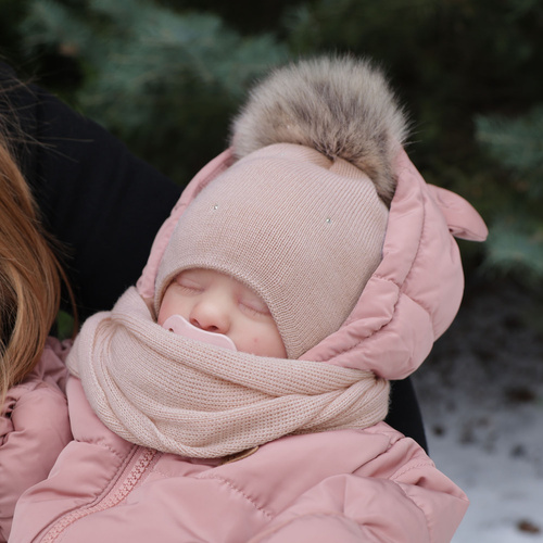 Komplet zimnej dívčej: čiapka a šálka fialový merino vlna Rosalina