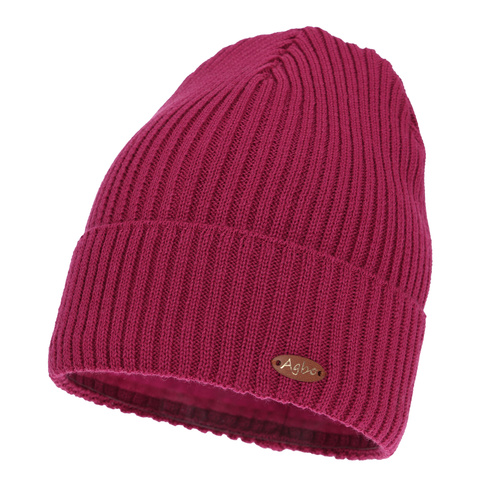 Dámská zimní čiapka, amarantová, s merino vlnou Shila