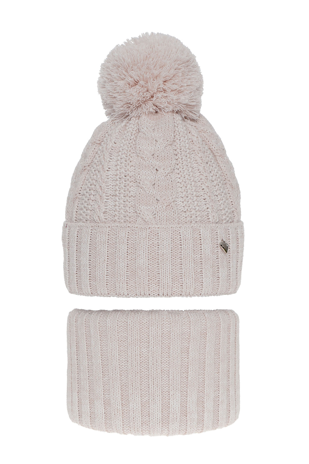 Zimná dievčenská súprava: čiapka a tunel ružový s bambulou Maroko