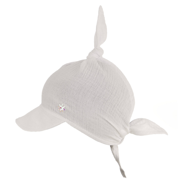 Letní mušelínový klobúk se štítkem pre dievčatko biely Sunny